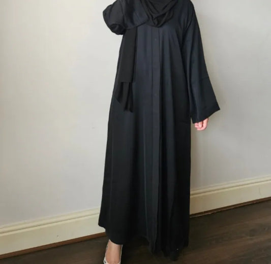 Buttoned Abaya- Black