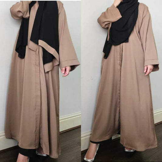 Buttoned Abaya- Warm Beige