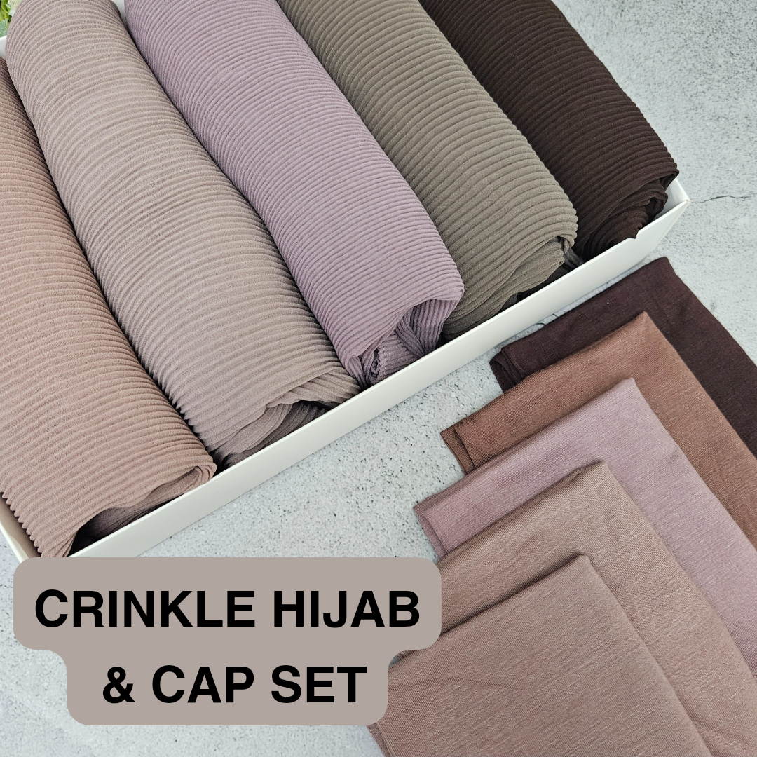 Crinkle hijab matching undercap sets