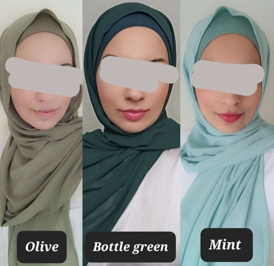 Matching Chiffon Hijab & Cap sets