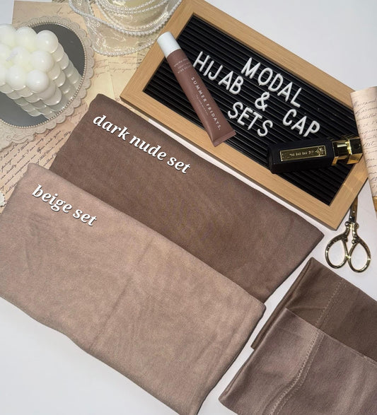 Matching Modal Hijab & Cap set