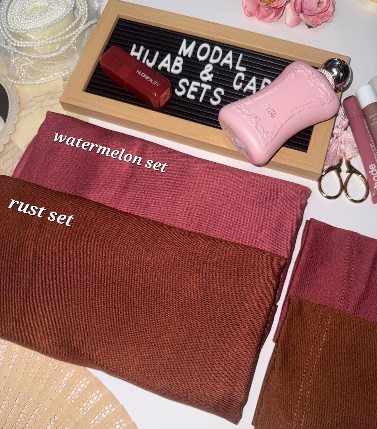 Matching Modal Hijab & Cap set