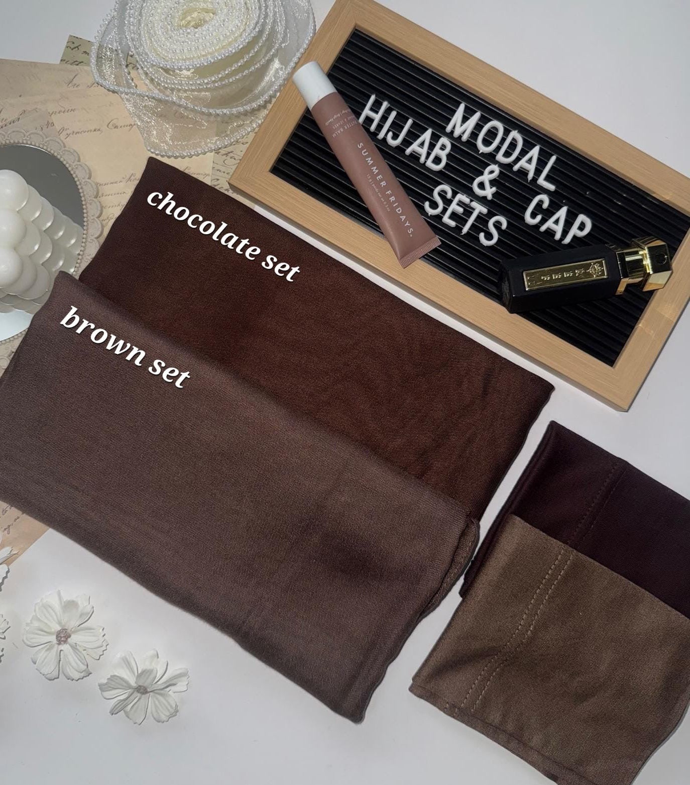 Matching Modal Hijab & Cap set