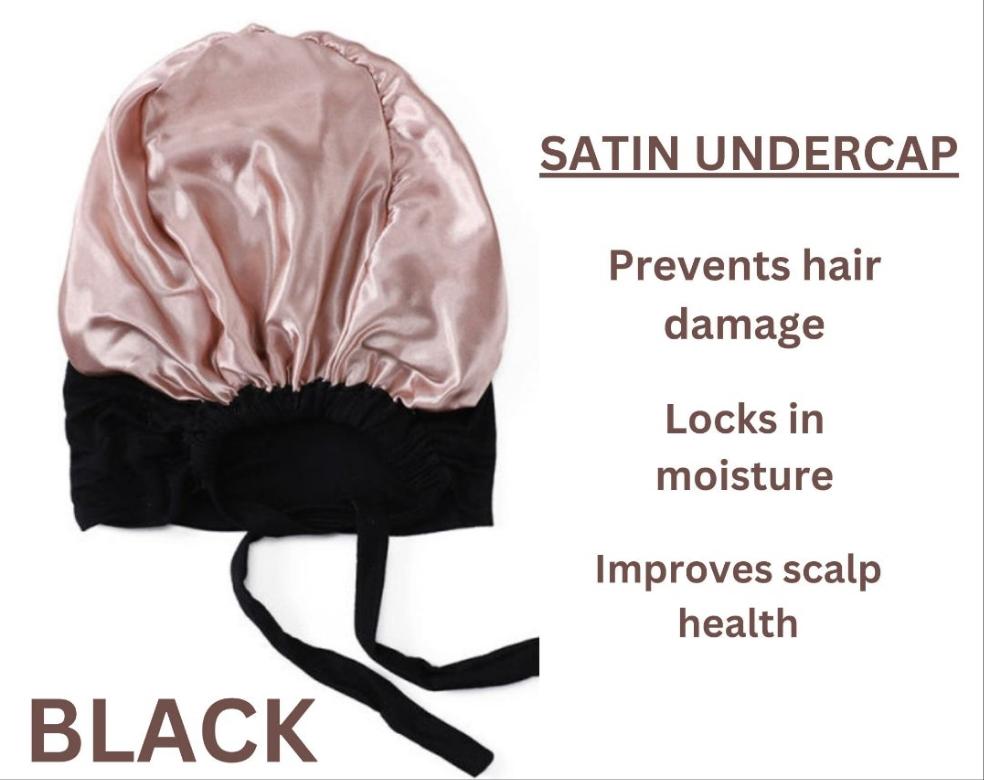 Satin lined hijab tie back cap with cotton part