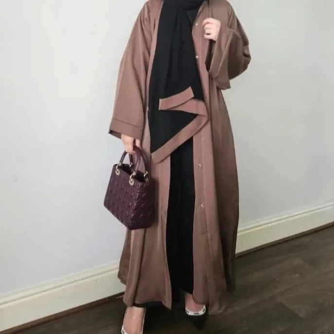 Buttoned Abaya- Chestnut – Kay collection